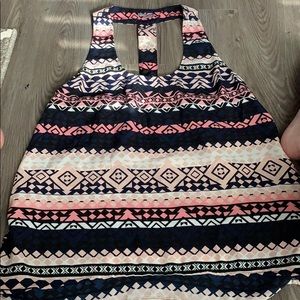 Blue pink and white tank